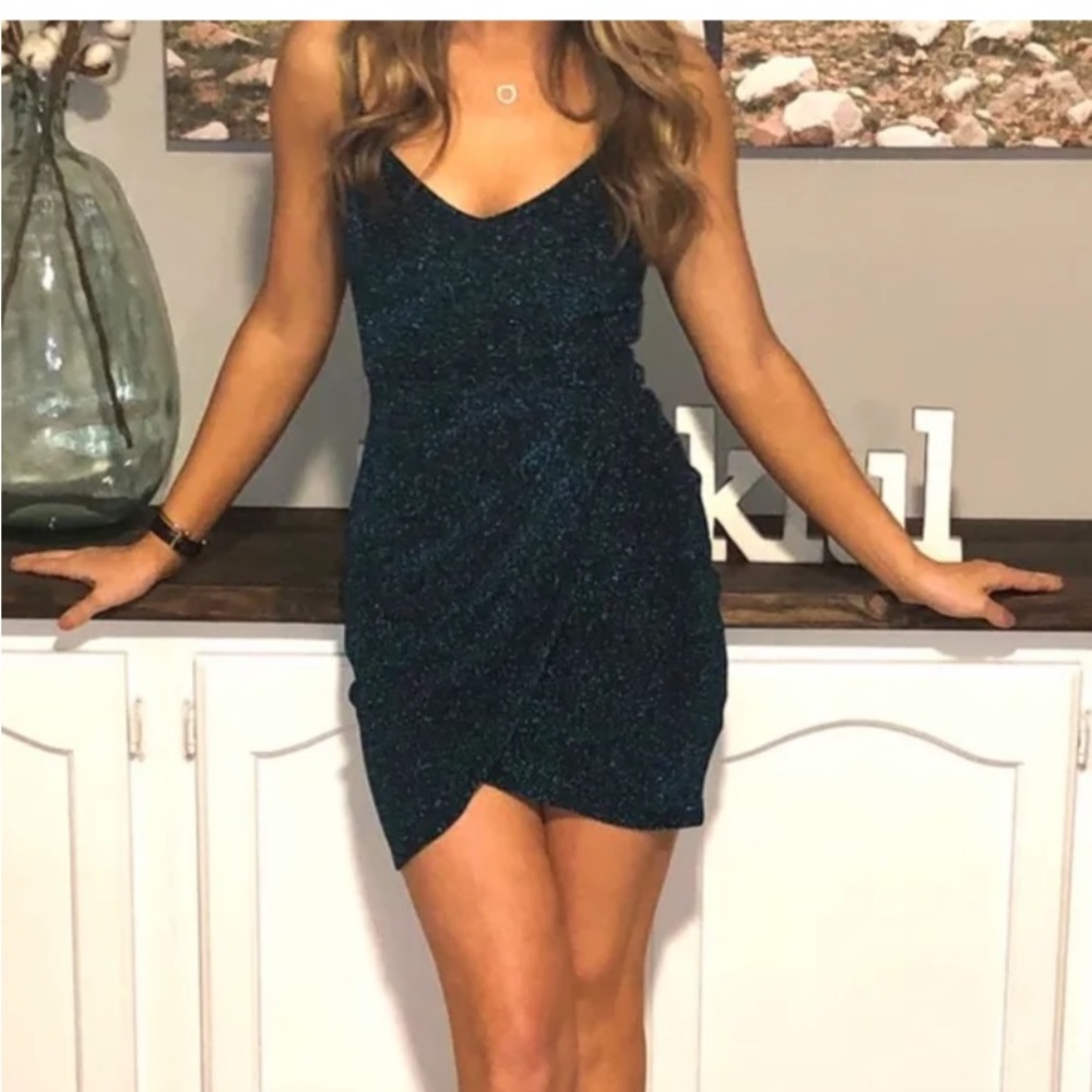 Lulus Forever Your Girl Metallic Teal Bodycon Dress - Picture 7 of 7